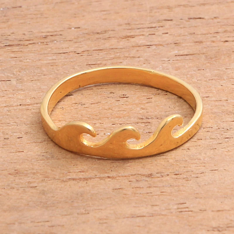 - Solid wood cat climbing frame customizedIndonesian Waves Wave Motif Gold Plated Sterling Silver Band Ring from Bali