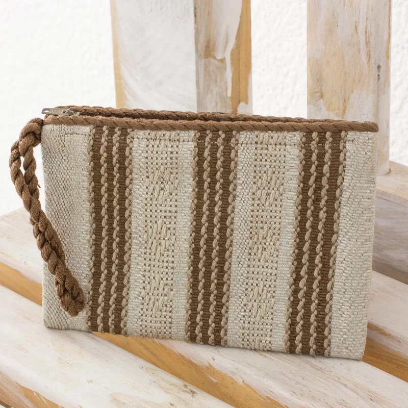 - Organic cotton dog bibsIvory Casual Hand Woven Ivory and Brown 100% Cotton Wristlet Bag