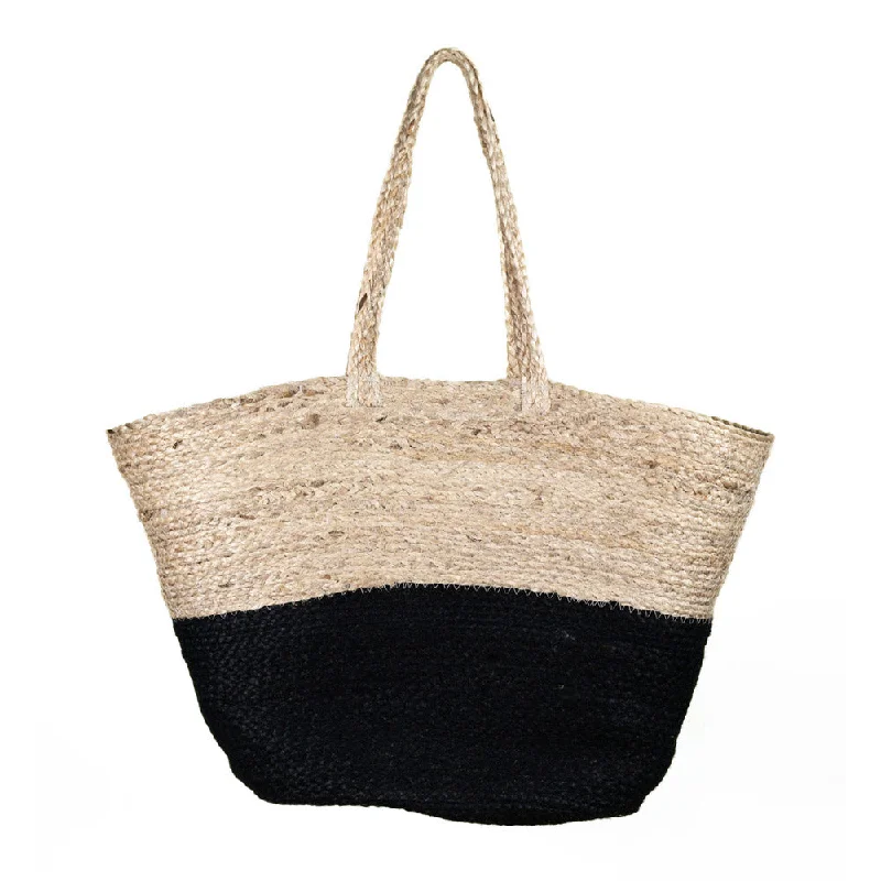 ---Turtle Bags Block Colour Jute Basket - Black