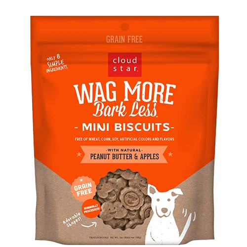 - Air box TSA certified check-inCloud Star Wag More Bark Less Mini Biscuits with Peanut Butter & Apples