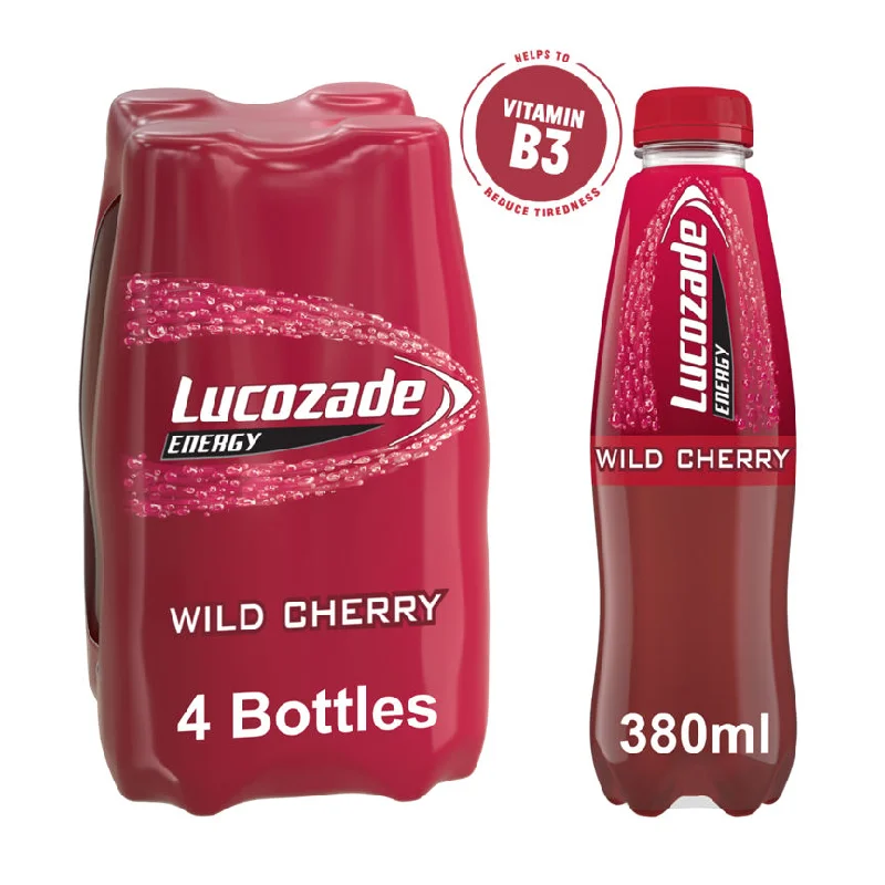 - Organic cotton dog bibsLucozade Energy Drink Wild Cherry 4x380ml