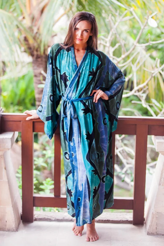 - Chinchilla cooling ice nest ceramic plateSeaside Blue Women's batik robe (Short)