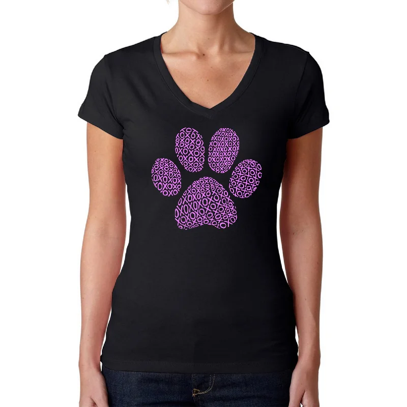 - Pet stroller can be taken on the planeXOXO Dog Paw  - Women's Word Art V-Neck T-Shirt