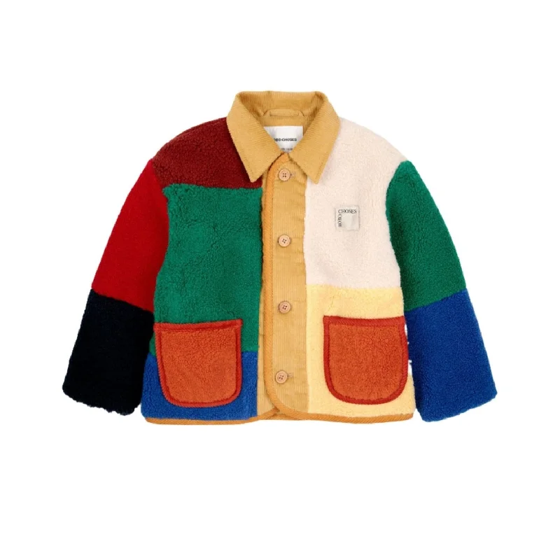 - Automatic temperature adjustment cat bedBobo Choses Multicolor Colorblock Sheepskin Jacket