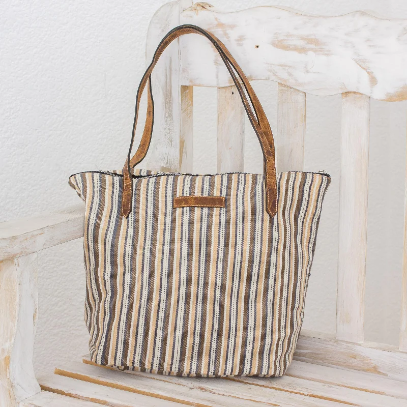 - Automatic temperature adjustment cat bedModern Cafe Cream and Brown Striped Hand Woven Cotton Tote Bag