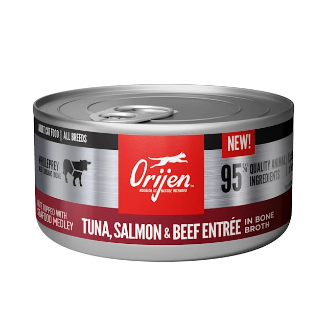    - Cat food for pregnant and nursing cats  Orijen Tuna, Salmon, & Beef In Bone Broth Wet Cat Food