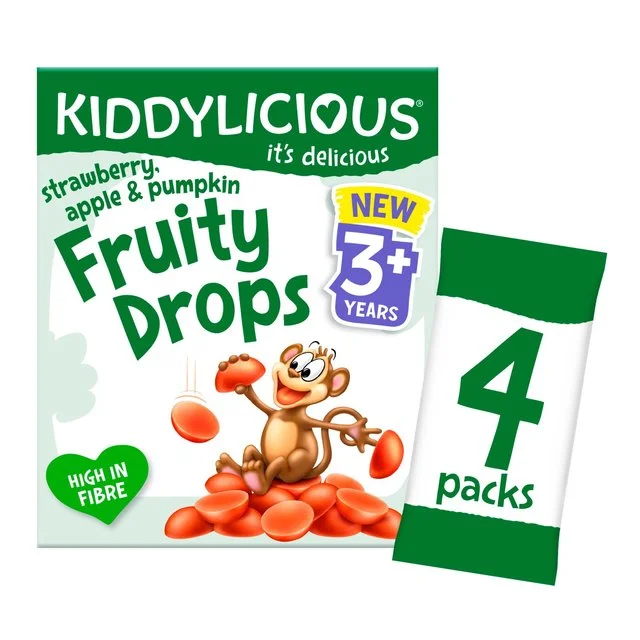 - Pet vitamin complex nutrition tabletsKiddylicious Strawberry Apple & Pumpkin Fruity Drops Kids Snacks Multi   4 x 16g