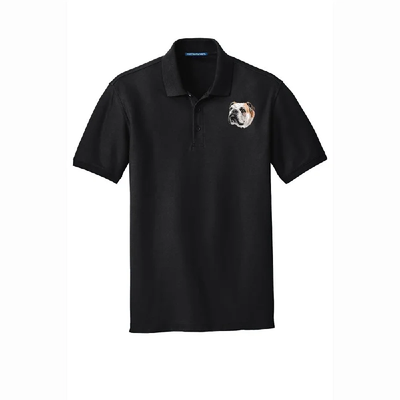 ---Bulldog Embroidered Men's Short Sleeve Polo