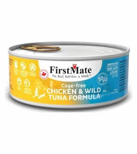    - Hairball control cat food  FirstMate Chicken & Wild Tuna Wet Cat Food