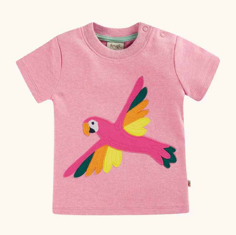  -Explosion-proof leash FOR LARGE dogsFrugi Organic Little Creature Applique T-Shirt - Pink Marl / Macaw