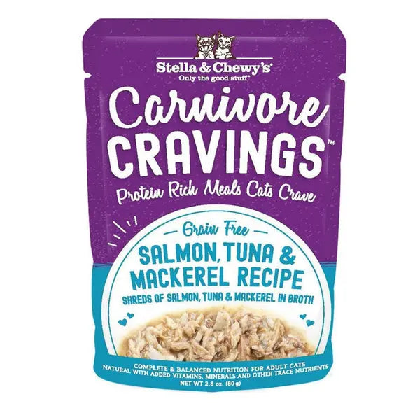    - Affordable cat food with good quality  Stella & Chewy Carnivore Craving Salmon, Tuna, & Mackerel  Wet Cat Food