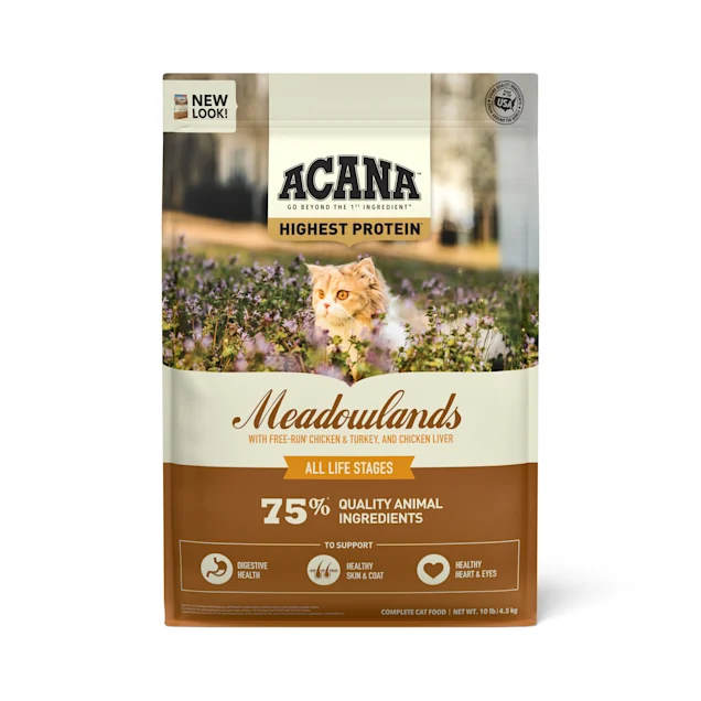 1. **Functional Cat Food**  Acana Meadowlands Chicken, Turkey, and Chicken Liver Dry Cat Food