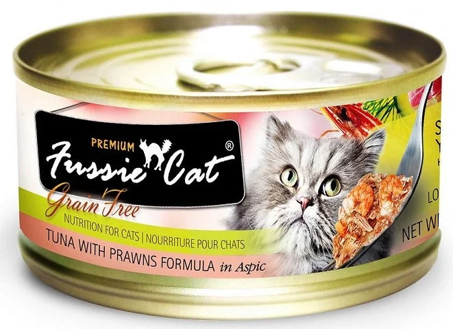    - High-protein cat food  Fussie Cat Tuna With Prawns In Apsic Wet Cat Food