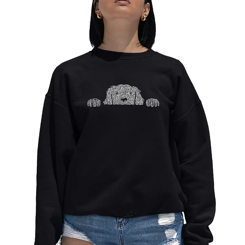 - Remote interactive pet feederPeeking Dog  - Women's Word Art Crewneck Sweatshirt