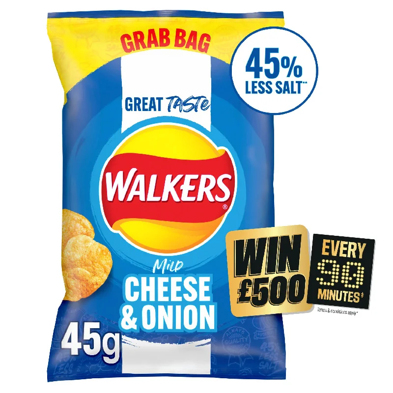 ---Walkers Less Salt Mild Cheese & Onion Crisps 45g