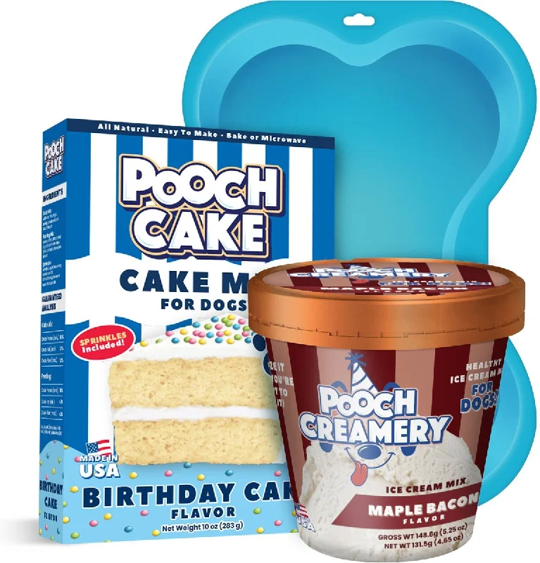 - ​​Christmas pet Christmas clothingPooch Cake Basic Starter Plus Birthday Cake Mix with Cake Mold Kit & Pooch Creamery Maple Bacon Ice Cream Dog Birthday Cake, 10-oz box