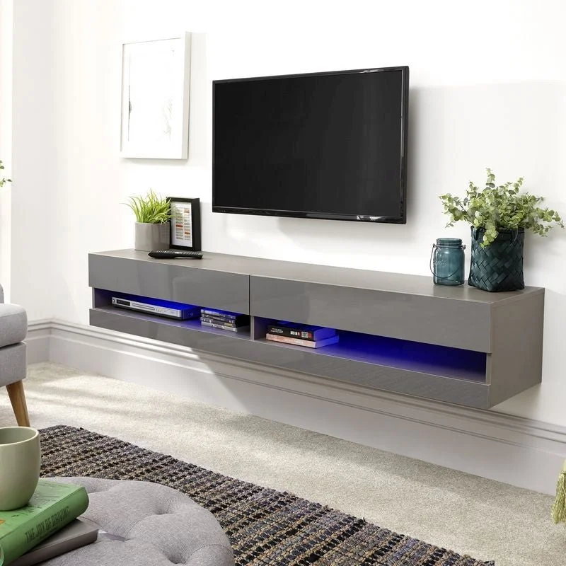 ---Galicia TV Unit Grey 2 Shelves