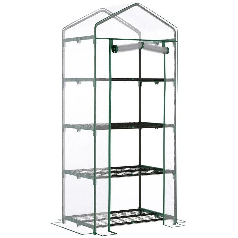 - Dog anti-slip matOutsunny 4 Tiers Mini Portable Greenhouse Plant Grow Shed Metal Frame Transparent Clear Cover 160H X 70L X 50W cm