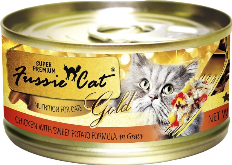    - Hypoallergenic cat food  Fussie Cat Chicken With Sweet Potato In Gravy Wet Cat Food