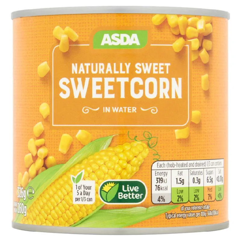 - Pet vitamin complex nutrition tabletsASDA Sweetcorn in Water