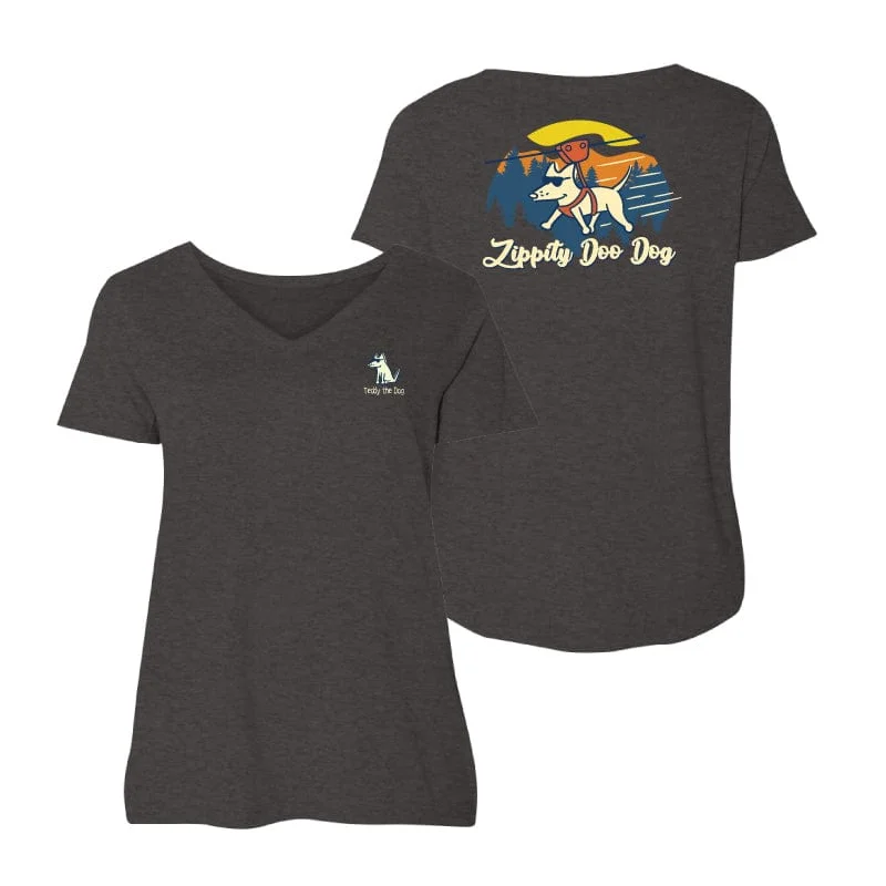 ---Zippity Doo Dog - Ladies Curvy V-Neck Tee