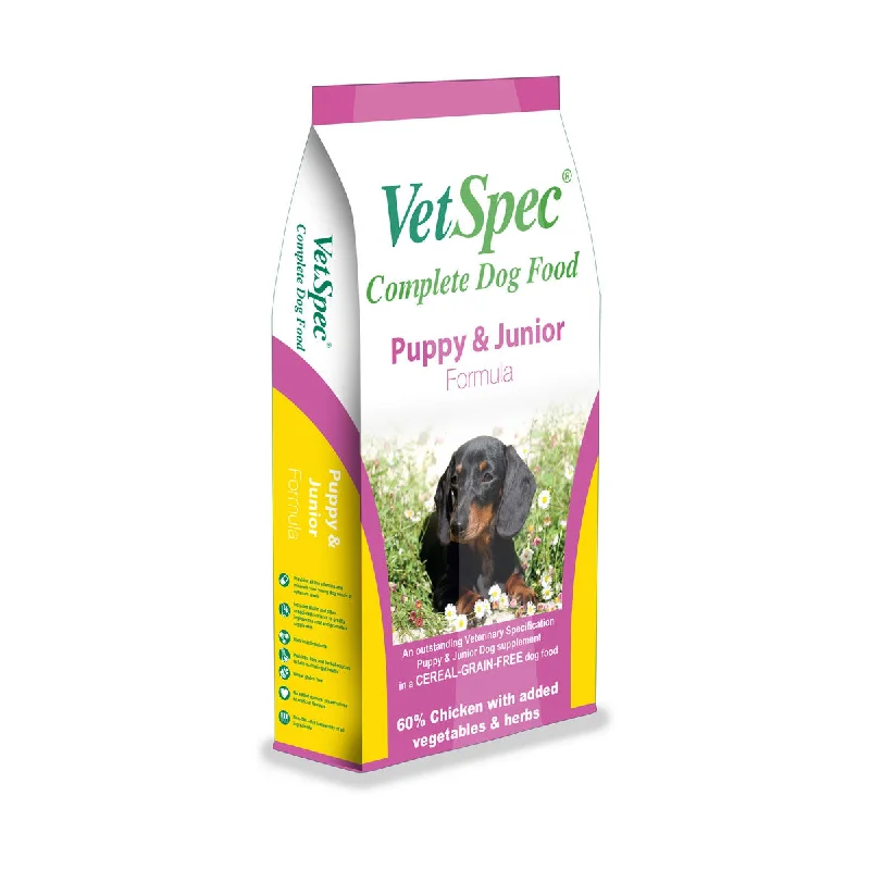 - High protein dog foodVetSpec Puppy and Junior Formula