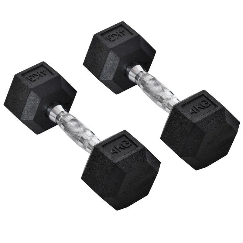 - Remote interactive pet feederHomcom 2x4kg Rubber Dumbbell Sports Hex Weights Sets Home Gym Fitness Hexagonal Dumbbells Kit Weight Lifting Exercise