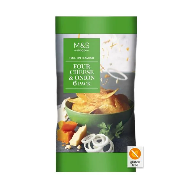 ---M&S Four Cheese & Onion Crisps 25g x   6 per pack